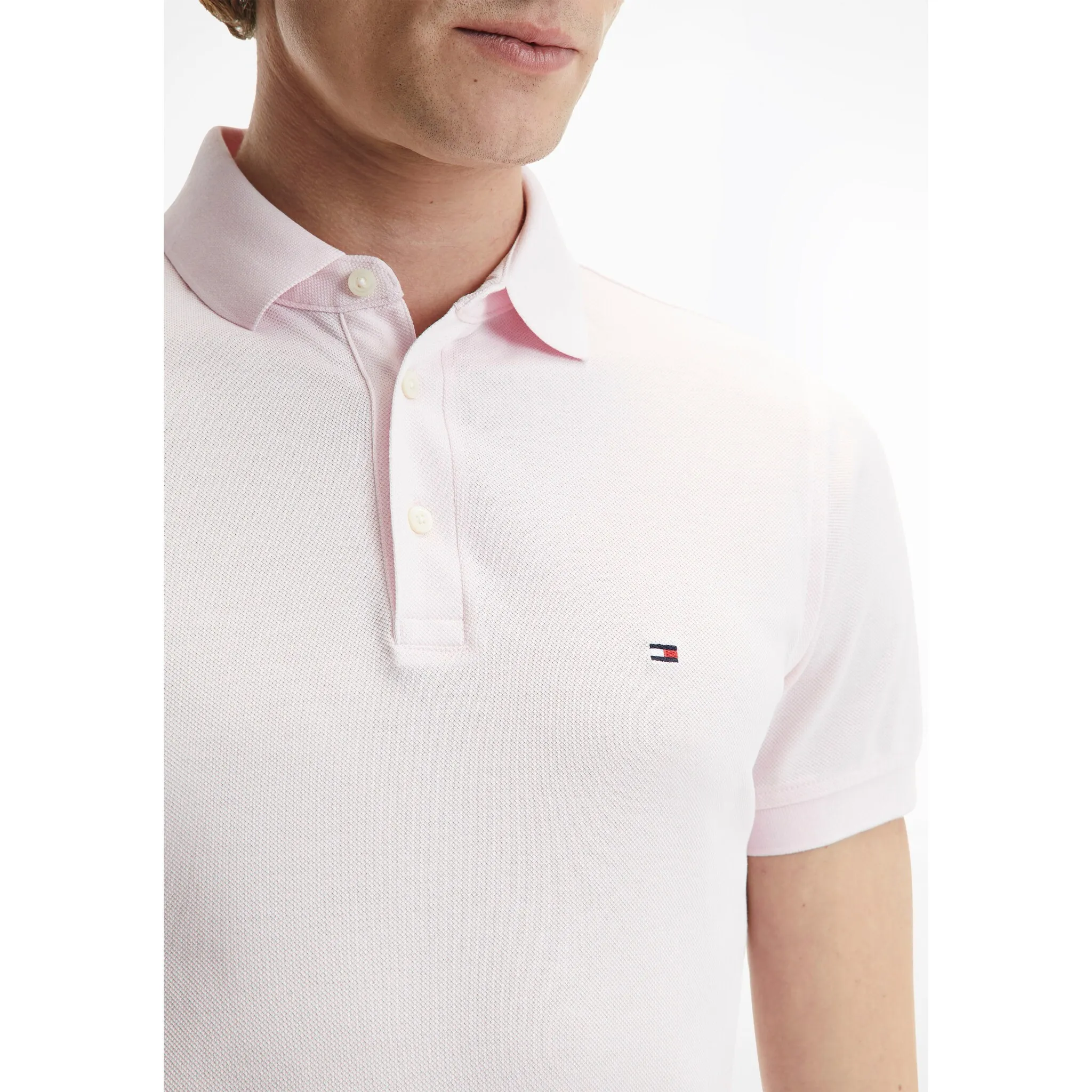 Рубашка-поло Tommy Hilfiger "1985 SLIM POLO", фирменная вышивка, из хлопкового пике, розовый — фото 3