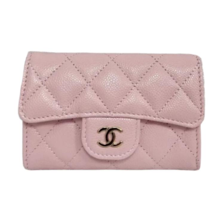 CHANEL Женский картхолдер из телячьей кожи цвета цветущей сакуры — фото 2