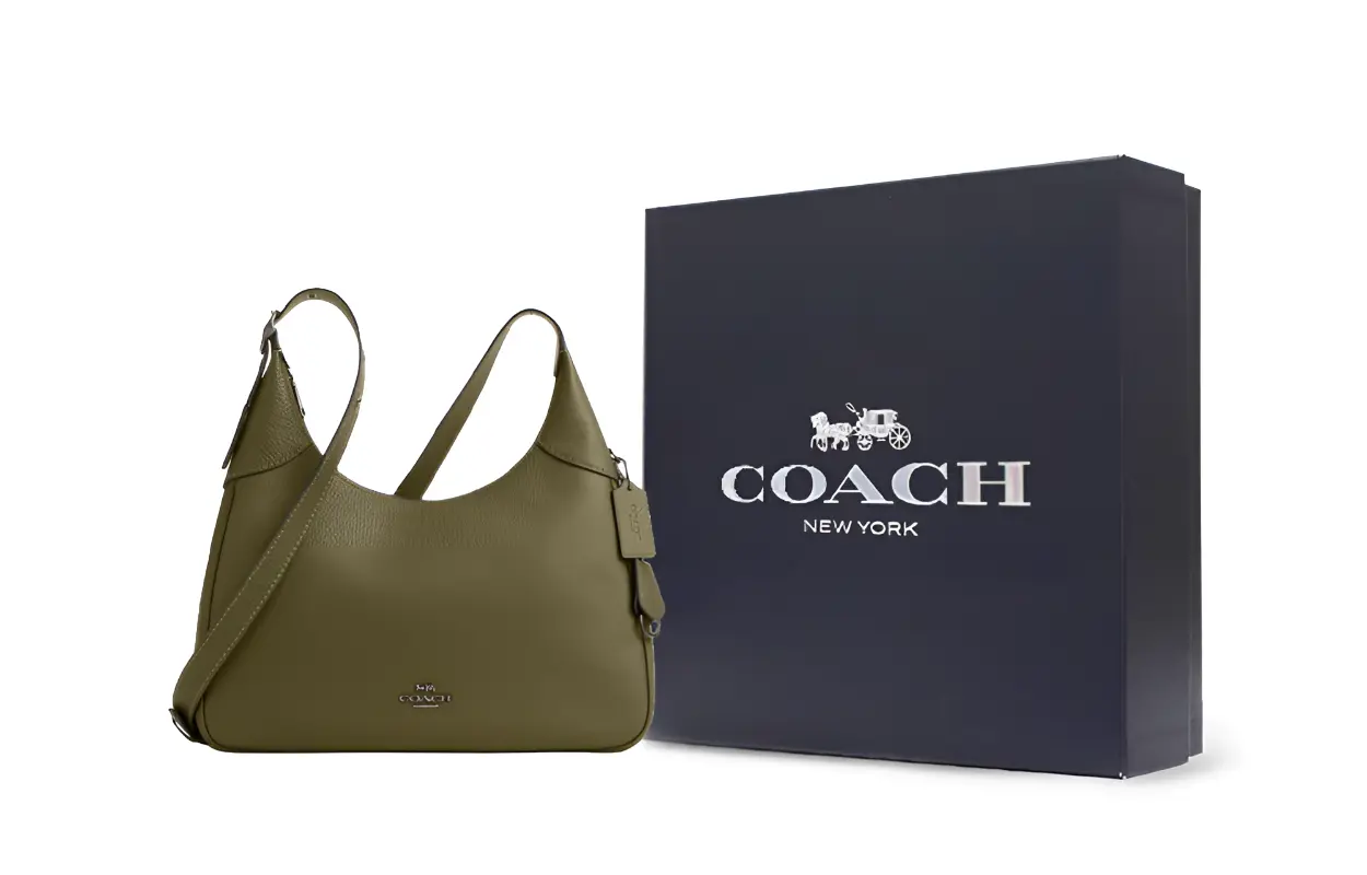 

COACH Кожаная сумка кроссбоди через плечо большая женская оливкового цвета