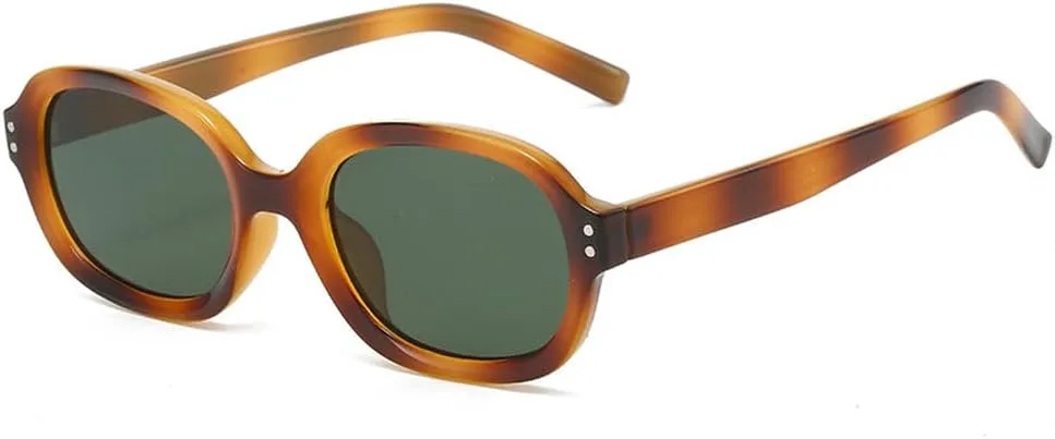 

Женские модные солнцезащитные очки UV400 в стиле ретро с заклепками. Мужские солнцезащитные очки для активного отдыха, темно-зеленые TKKTLLT, Amber Dark Green