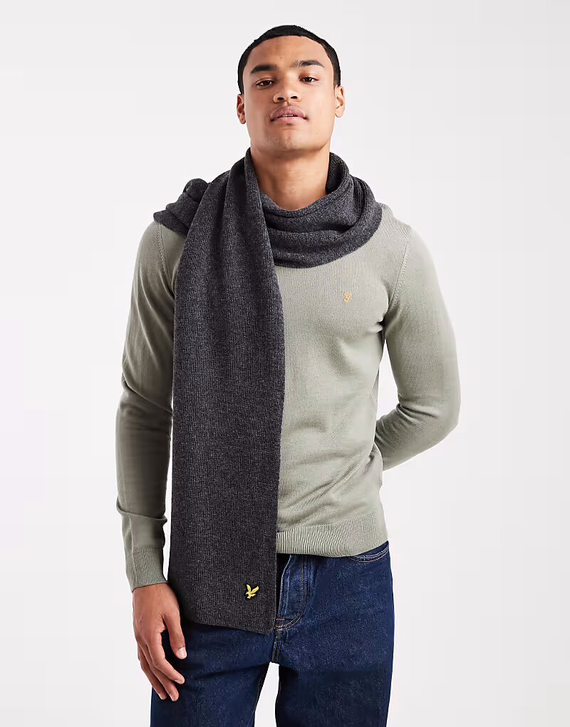 

Ребристый шарф из овечьей шерсти в угольно-мелованном цвете Lyle & Scott