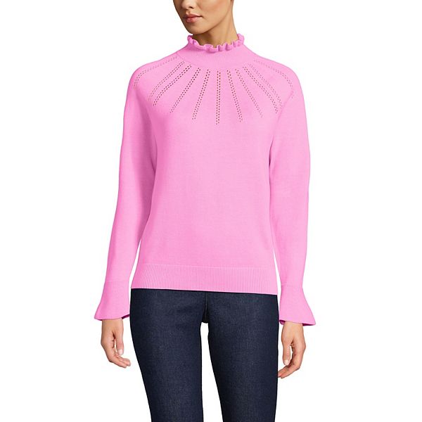 

Женский хлопковый свитер с воротником-водолазкой Lands' End, Aster Pink