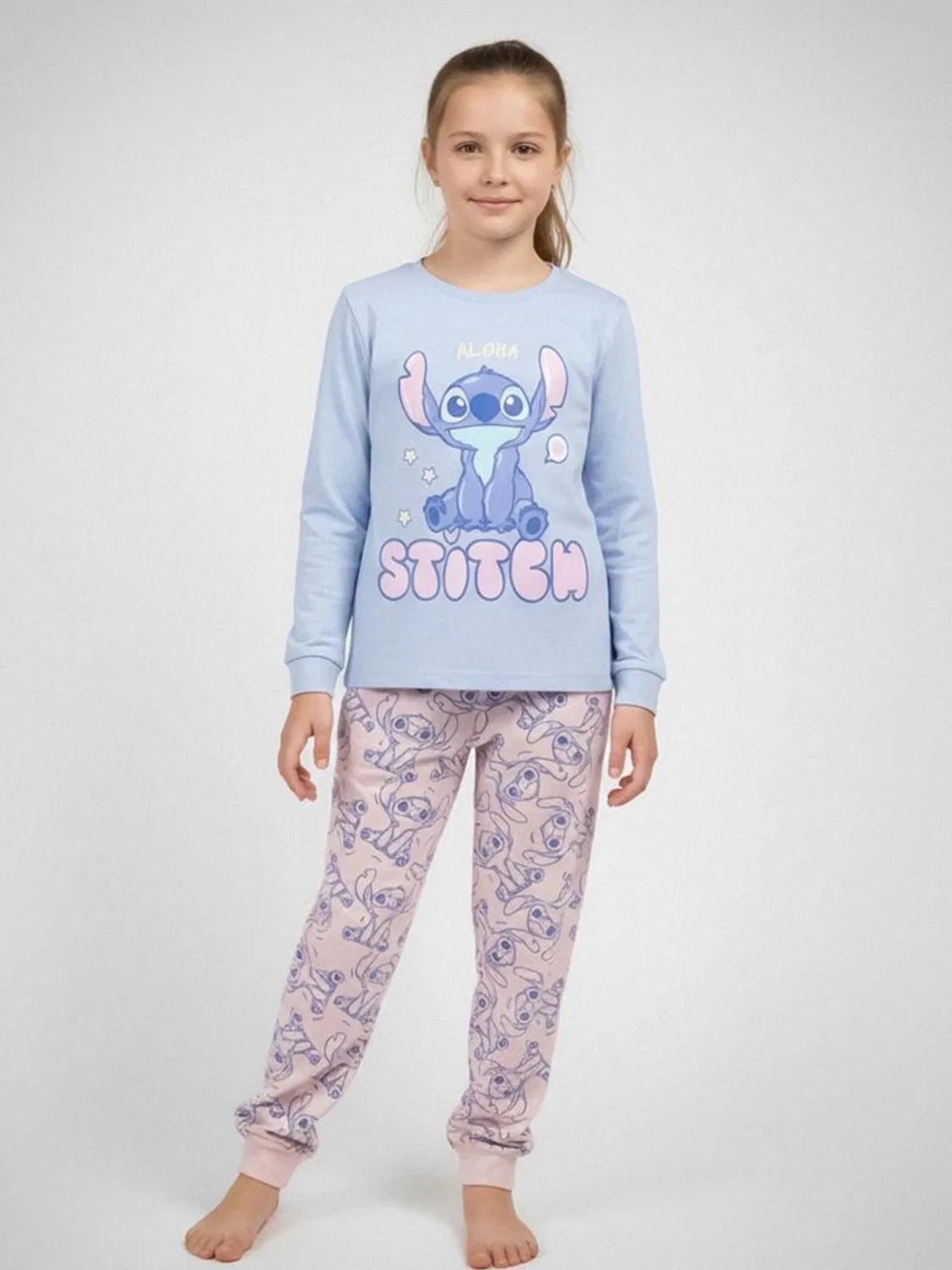 Пижама Disney Kinder Langarm-Pyjama Single Jersey - Stitch светло-голубого цвета — фото 3