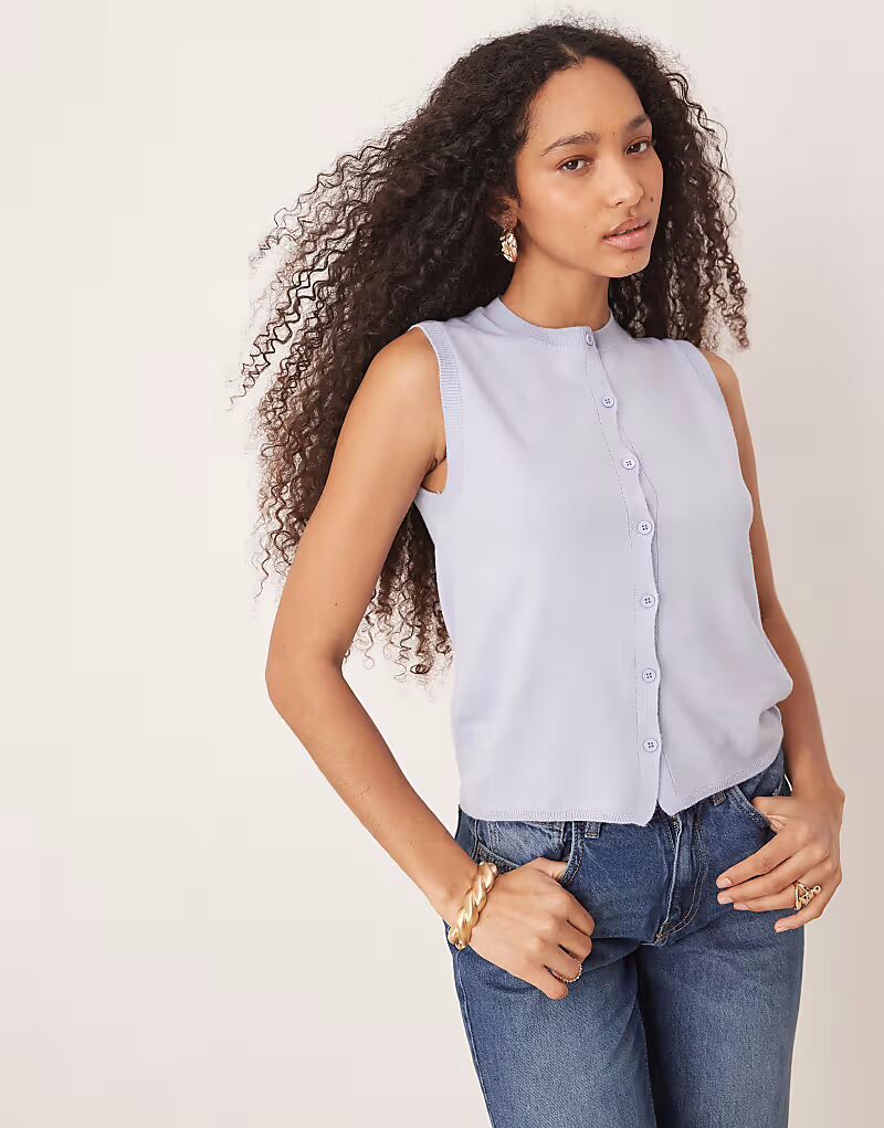 

Трикотажная майка ASOS DESIGN светло-голубого цвета