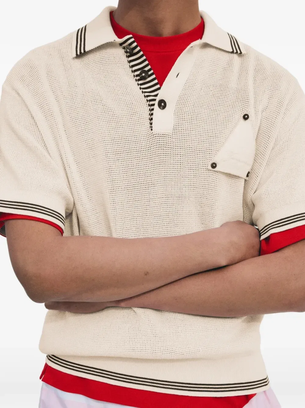 Футболка-поло Le Polo Voilier с кантом в полоску JACQUEMUS, бежевый — фото 3