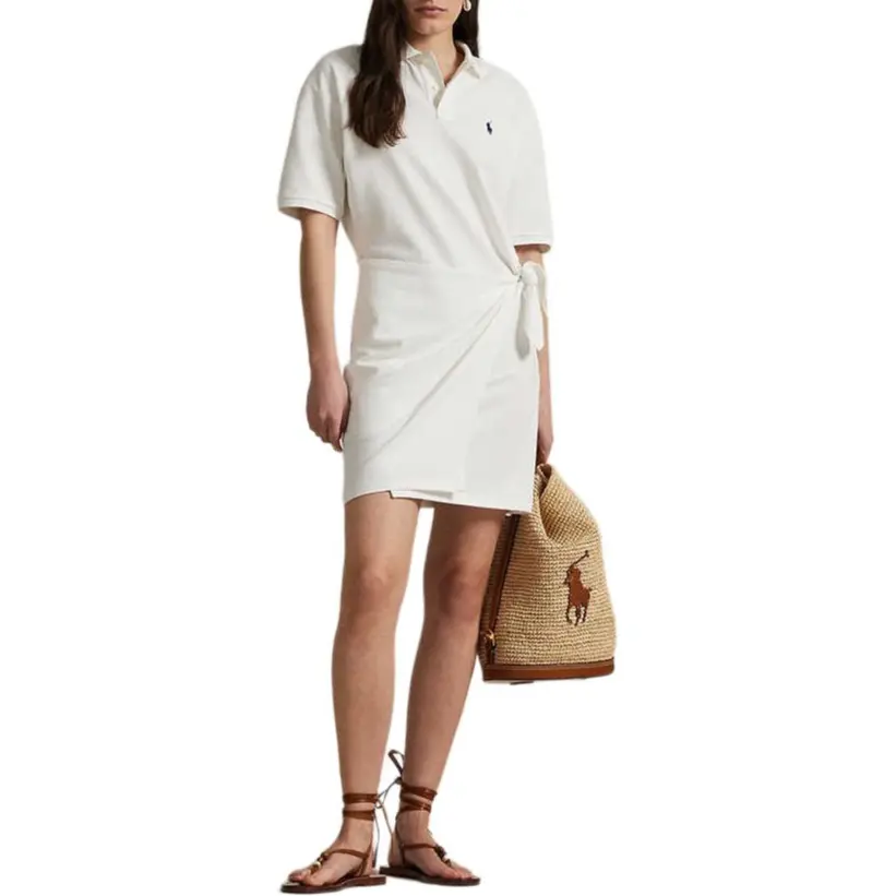 SS25 платье с короткими рукавами женское Polo Ralph Lauren, белый — фото 3