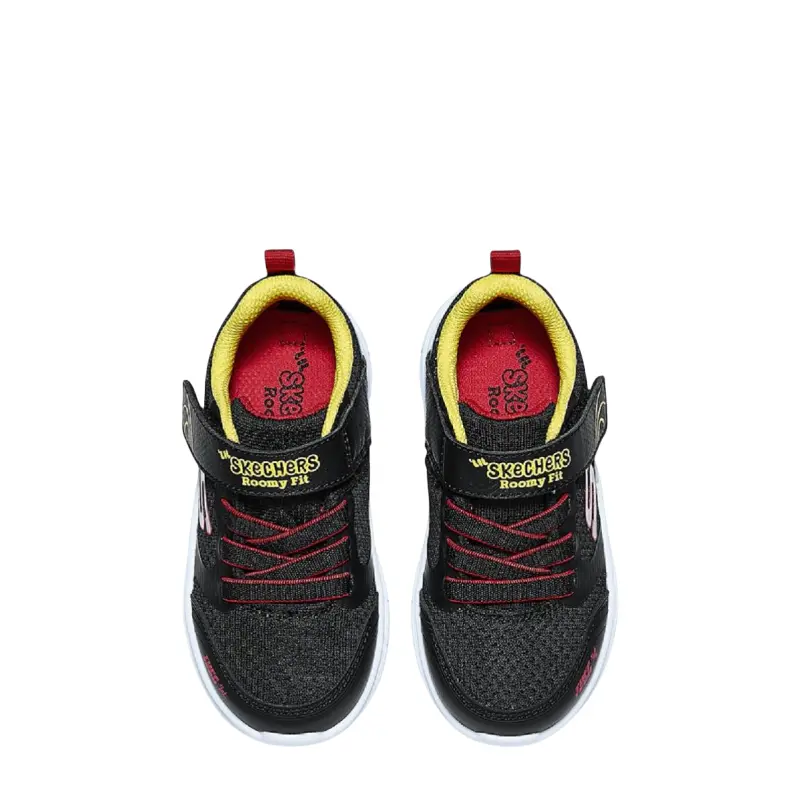 Skechers Kids Мальчиковые дышащие легкие амортизирующие низкие кроссовки toddler black red infant and toddler — фото 3