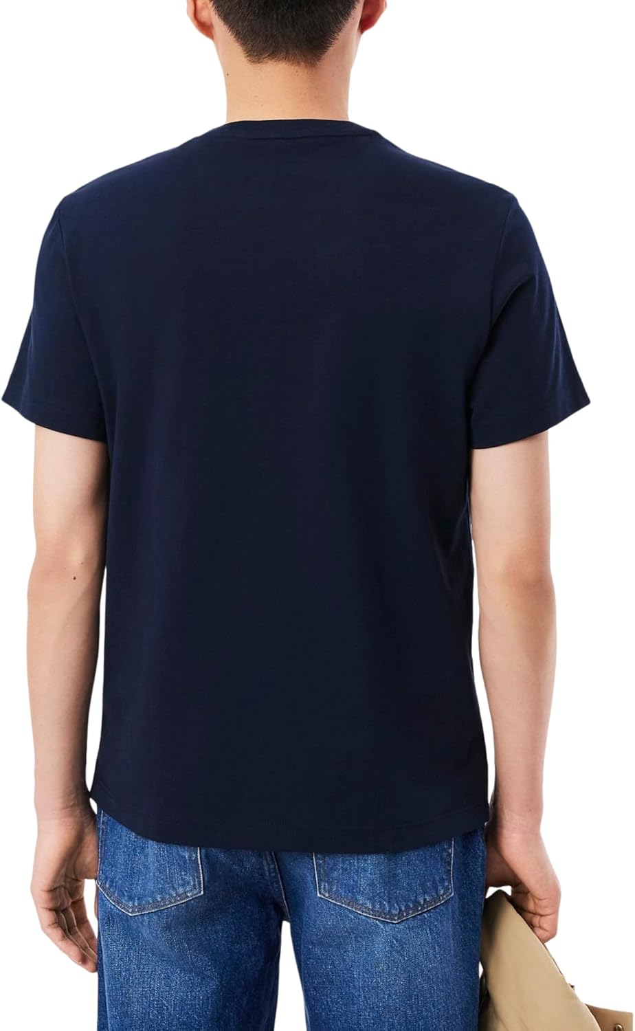 Мужская хлопковая футболка Lacoste с V-образным вырезом, Navy Blue — фото 3