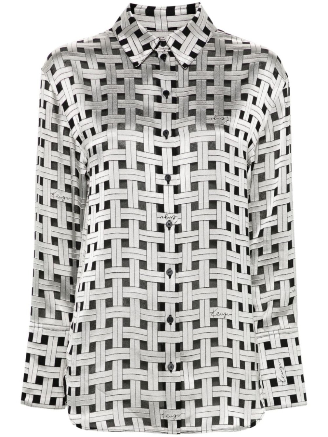 

Kenzo рубашка из атласа с тканым принтом, черный