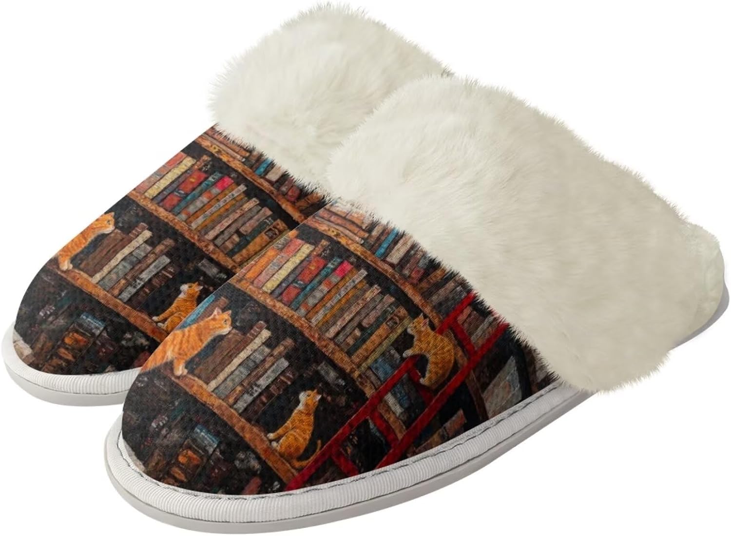 

Комнатные тапочки Binienty для женщин и мужчин, для дома и улицы, легкие, с противоскользящей подошвой, Retro Cat Book