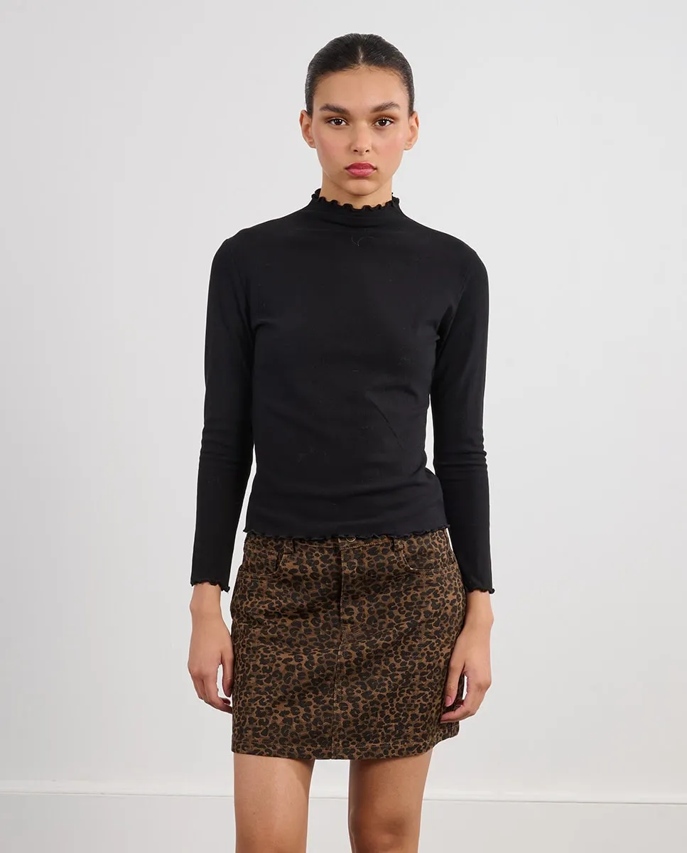 

Женский джемпер с длинным рукавом и деталями из воланов Lili Sidonio, черный