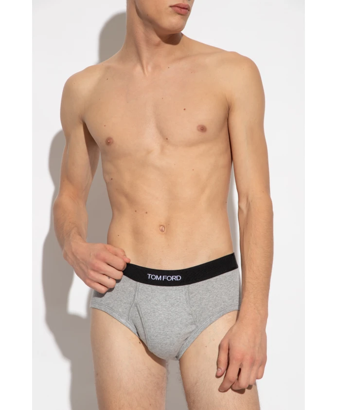 Трусы Tom Ford Logo Jacquard Stretch Slips 2 шт., серый