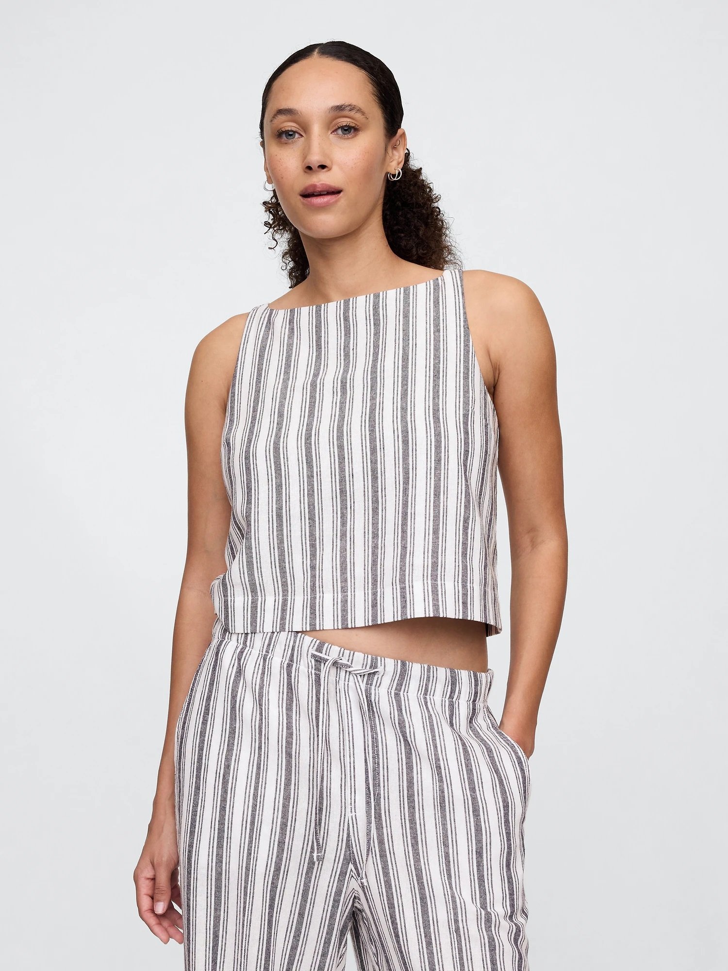 (W) Фартук из льняной смеси GAP, WHITE W GREY STRIPES