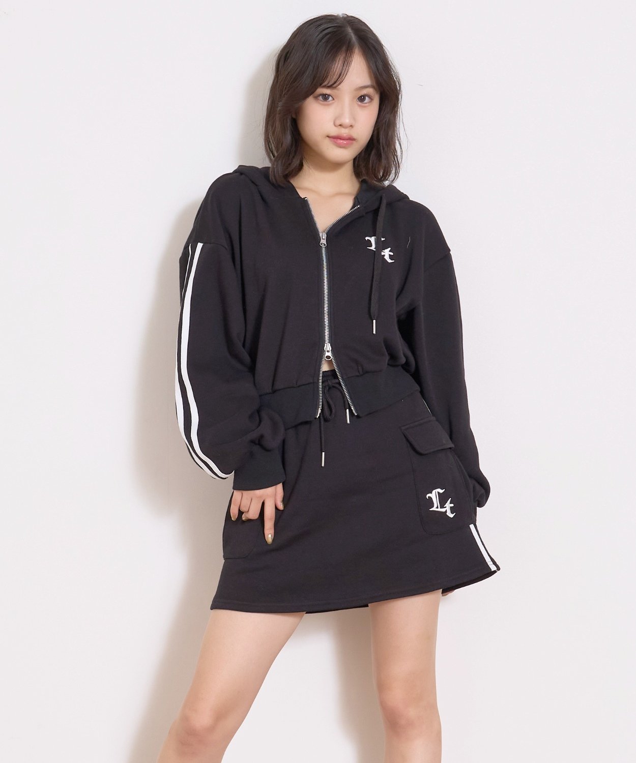 Комплект из толстовки на молнии [LTXC/с флисовой подкладкой] Lovetoxic, black