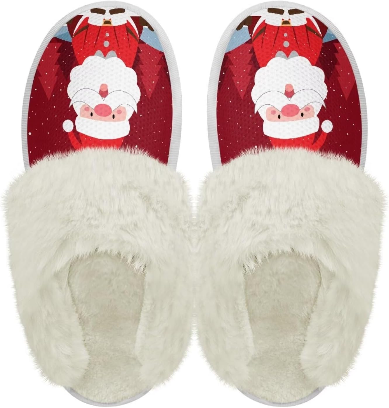 

Хлопковые тапочки PJHEQOXE с пушистыми краями, домашние тапочки для дома и улицы, хлопковые тапочки унисекс, Santa Claus