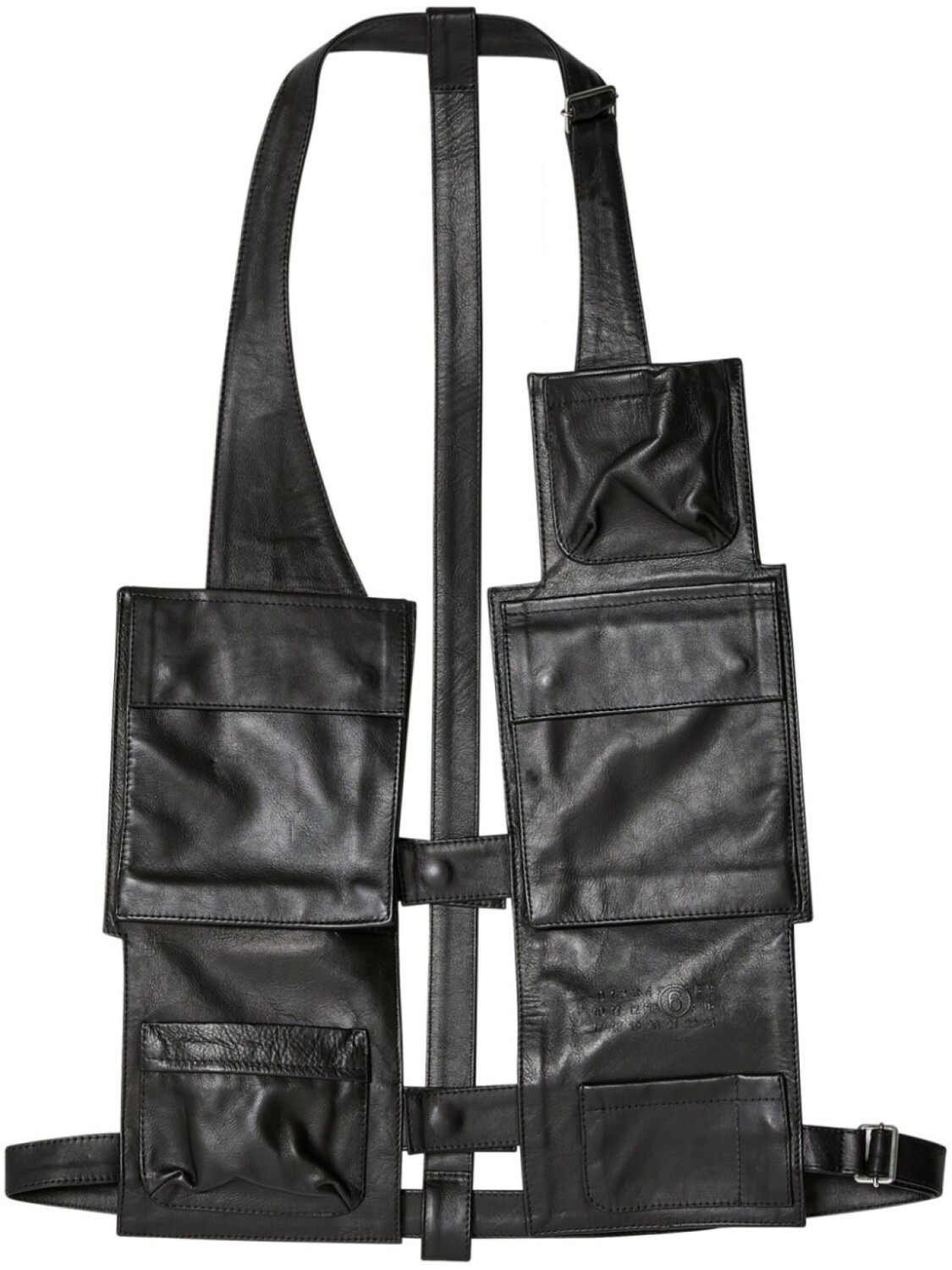 

MM6 Maison Margiela кожаный жилет с множеством карманов, черный