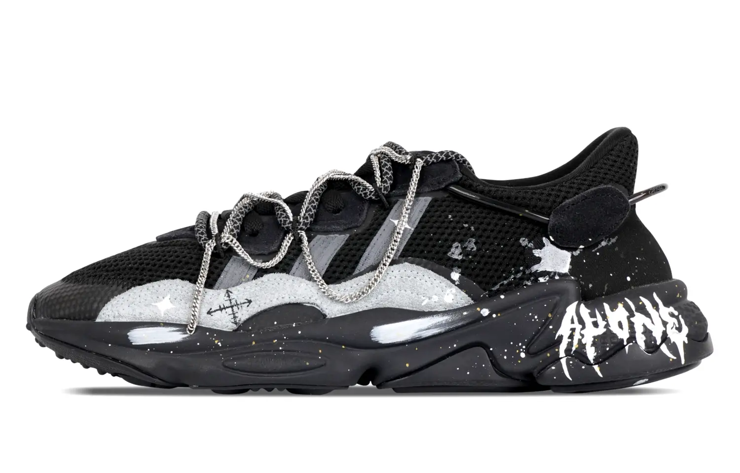 

Оригинальные Ozweego массивные кроссовки унисекс низкие Black/White/Gray/Silver Adidas, черный серебряный