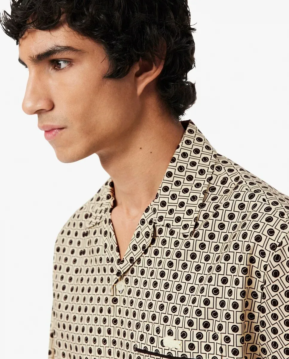 Мужская рубашка с коротким рукавом свободного кроя Lacoste, бежевый — фото 3