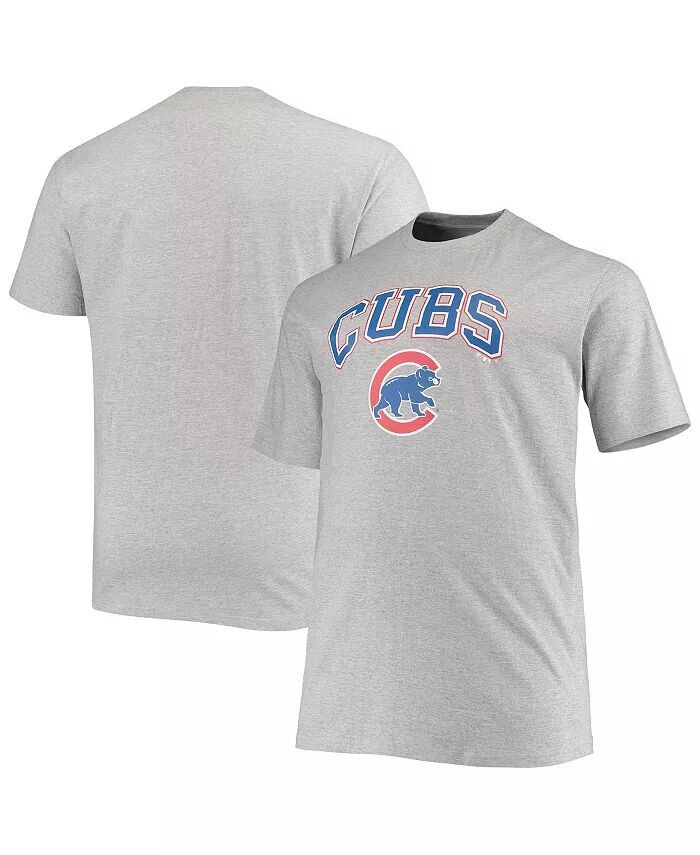 

Мужская серая футболка Chicago Cubs Big and Tall среднего размера с меланжевым рисунком Fanatics