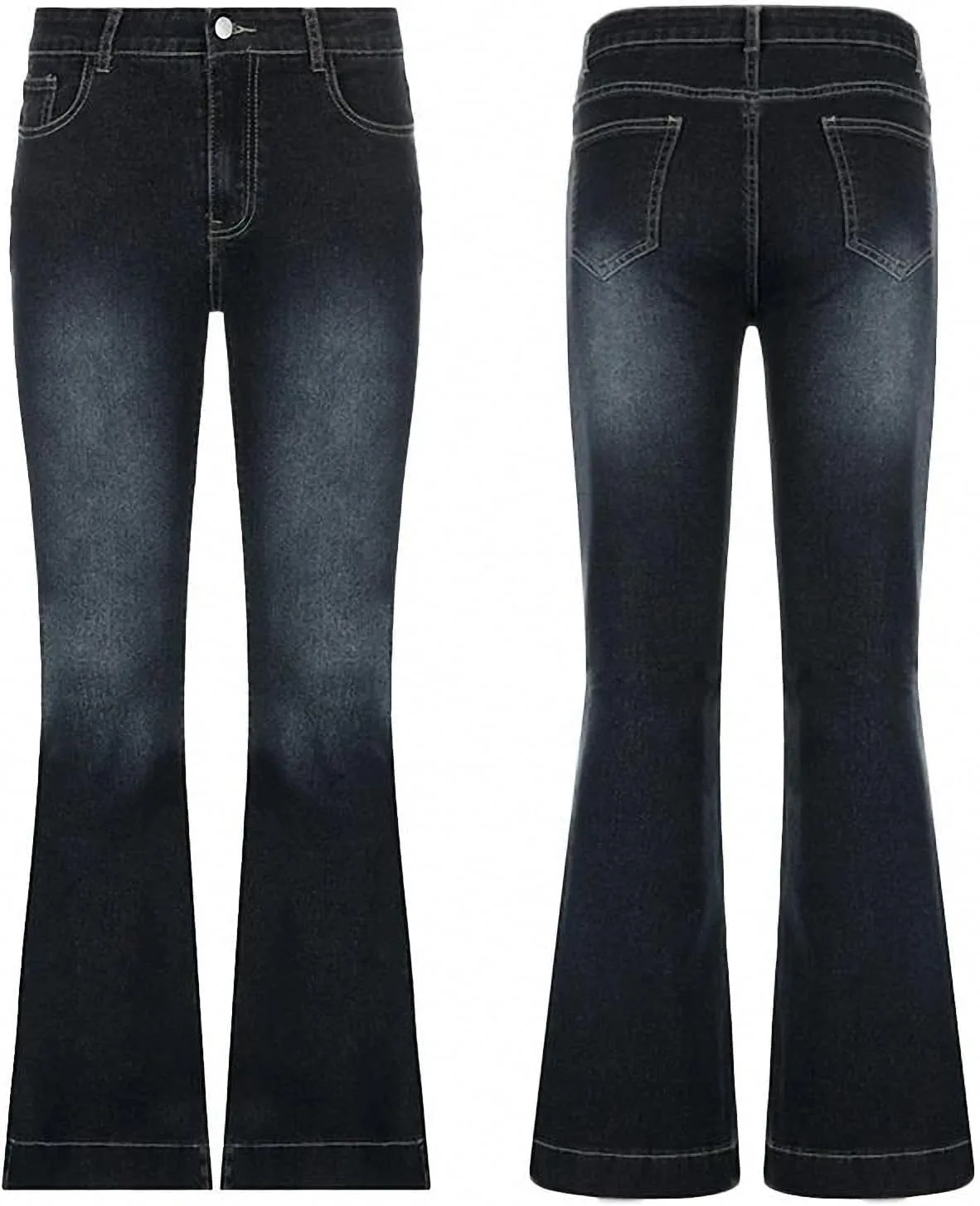 

Dawery Bell Bottom джинсы для женщин Y2K, низкая посадка, градиент blue, клеш