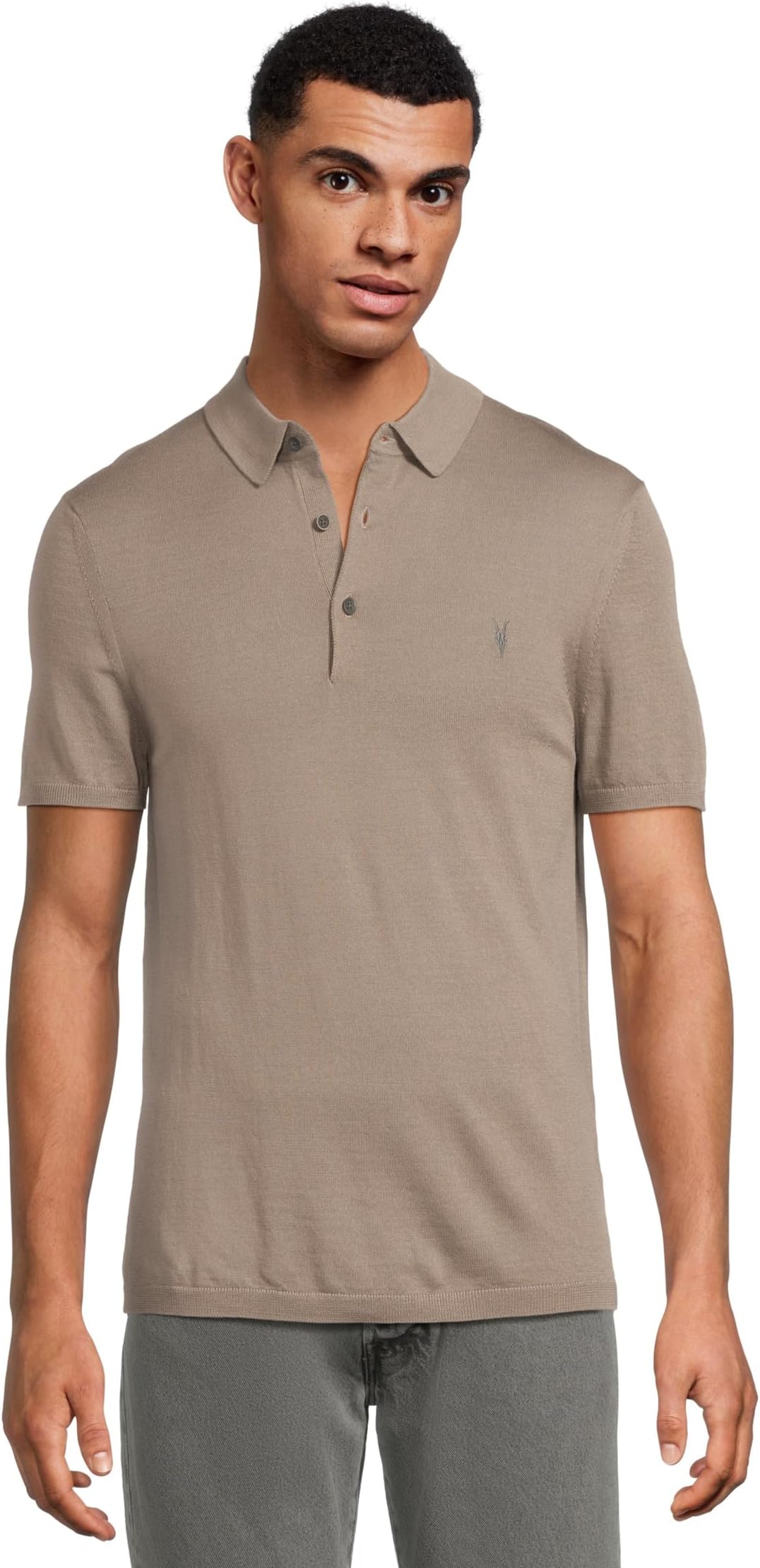 

Футболка AllSaints Mode Merino Short Sleeve Polo, цвет Chestnut Brown