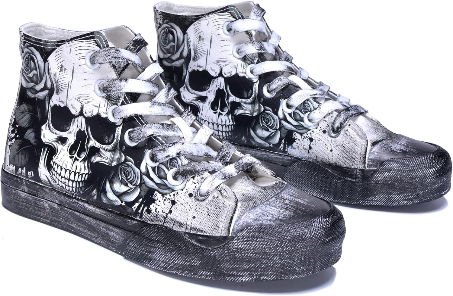 Женские кроссовки GXZUORUI Gothic Skull, модные мужские туфли с ручной росписью в стиле граффити, панк-косплей, хип-хоп, для подростков, студентов, повседневная уличная обувь, серый — фото 4