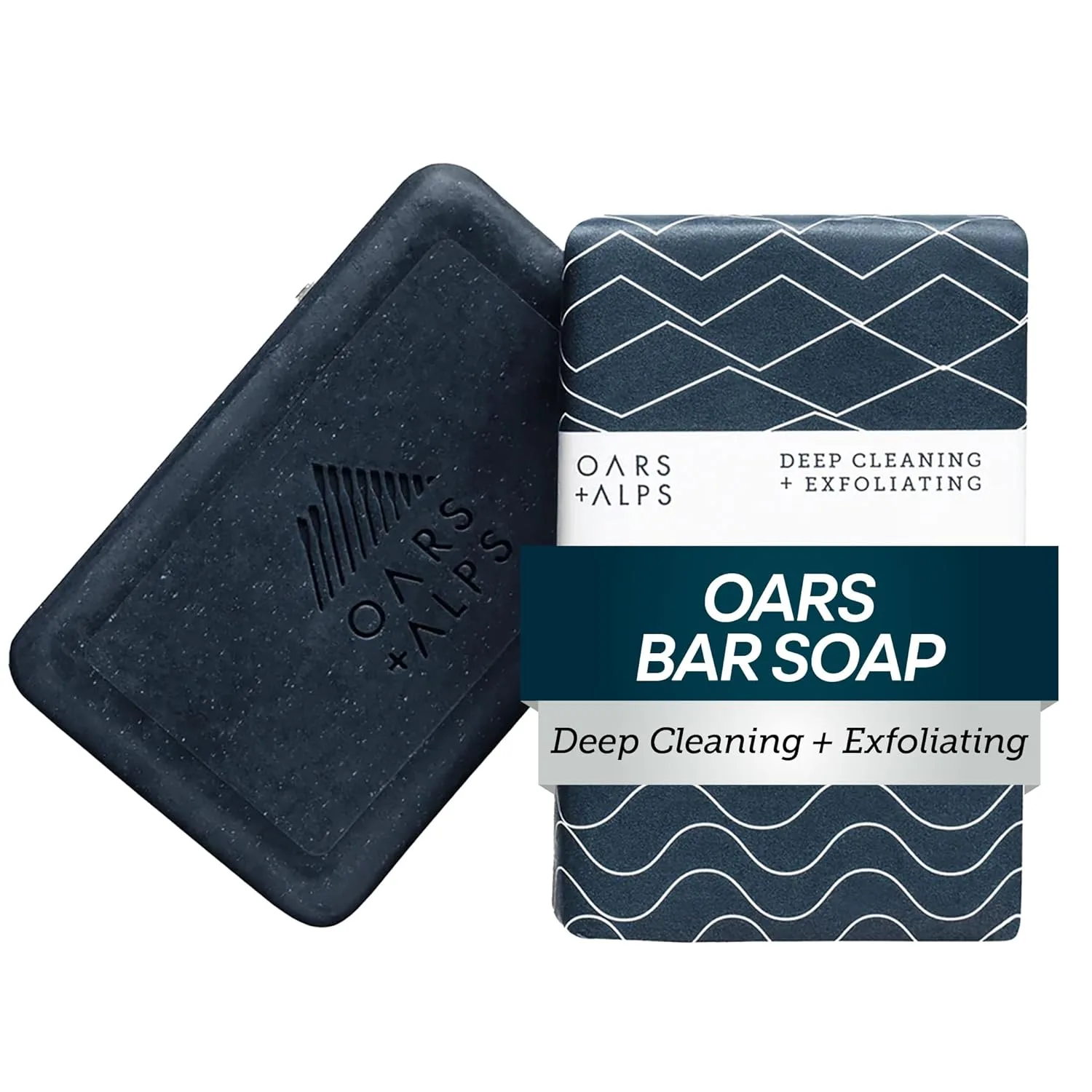 Мужское отшелушивающее и увлажняющее мыло Oars + Alps, глубоко очищающее, с натуральными ингредиентами, для всех типов кожи, с голубым углем, 1 шт. 170.10 г (1 шт.), Blue