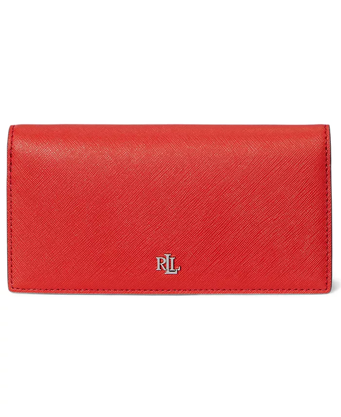 

Тонкий кожаный кошелек Crosshatch с застежкой-кнопкой Lauren Ralph Lauren, оранжевый