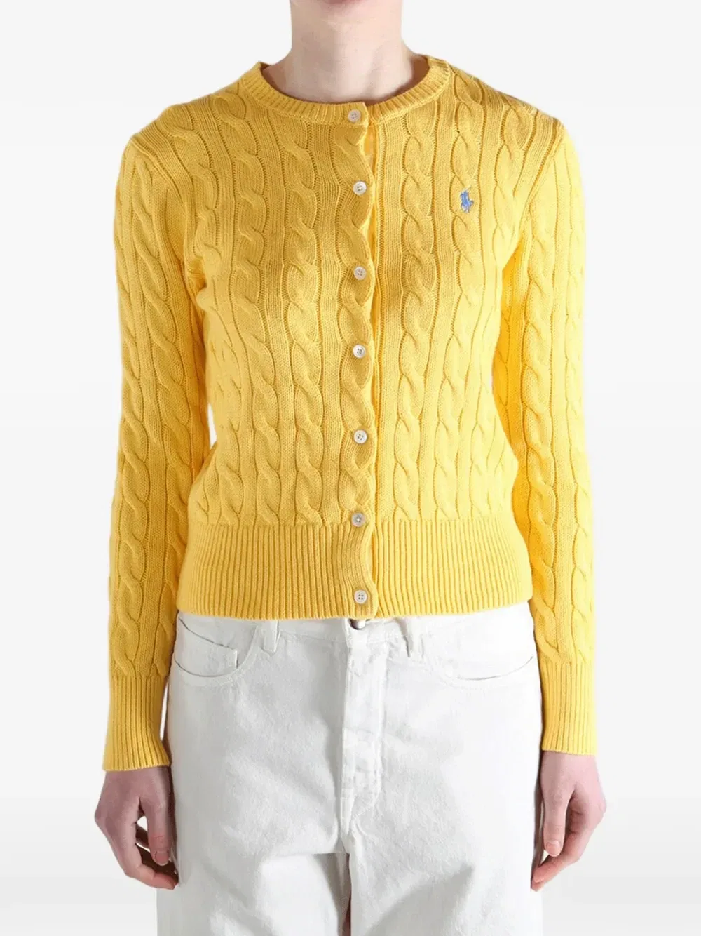 Кардиган фактурной вязки POLO RALPH LAUREN, желтый — фото 2