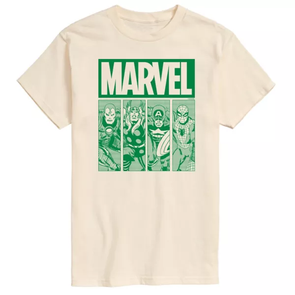 

Мужская зеленая футболка с сетчатым рисунком Marvel, бежевый