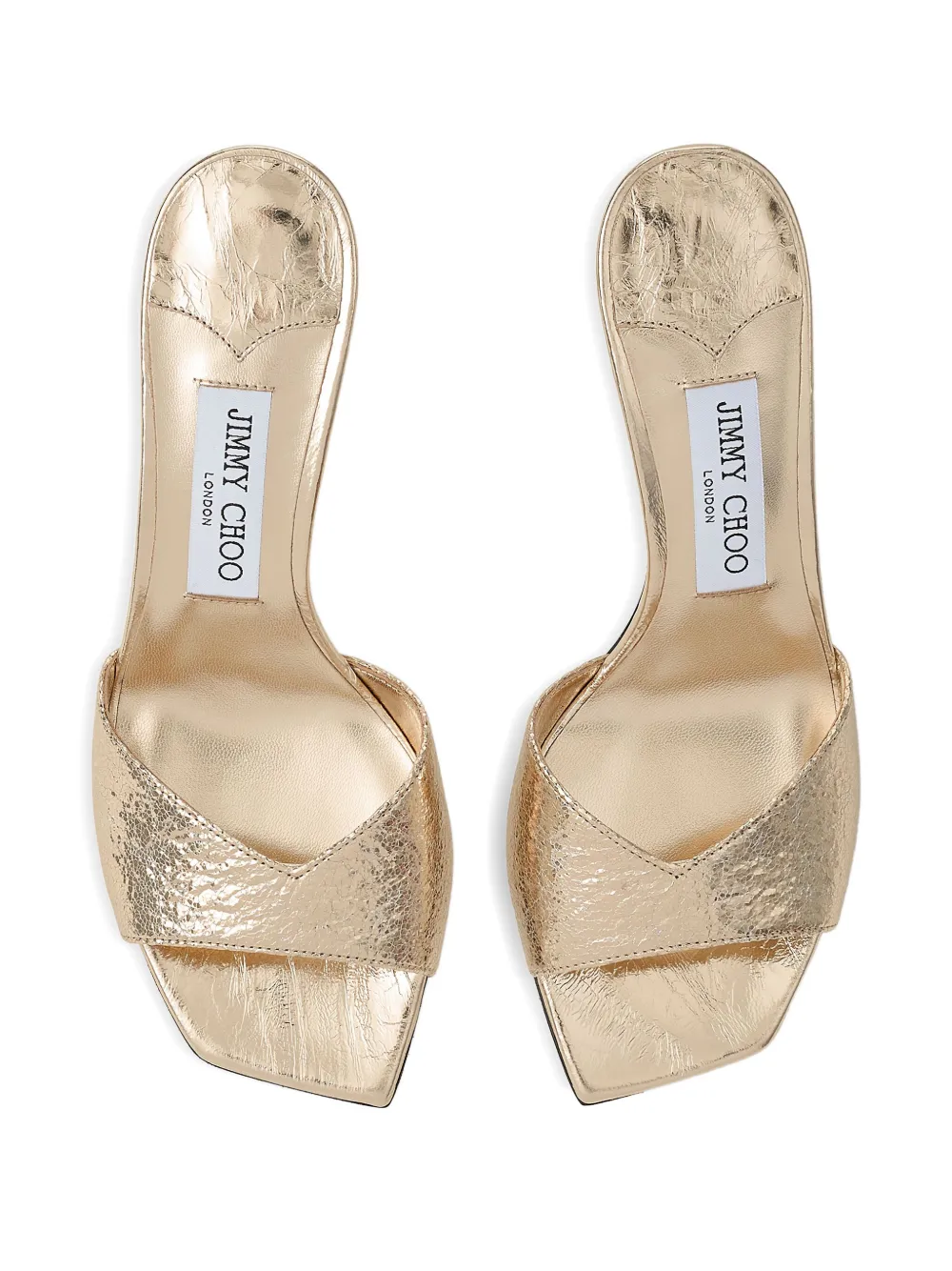 Босоножки с квадратным носком и эффектом металлик Jimmy Choo, желтый — фото 4