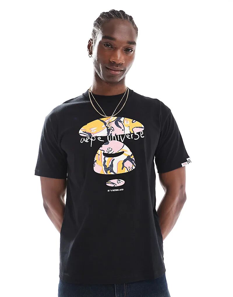 

Футболка с логотипом Aape by A Bathing Ape на груди черного цвета