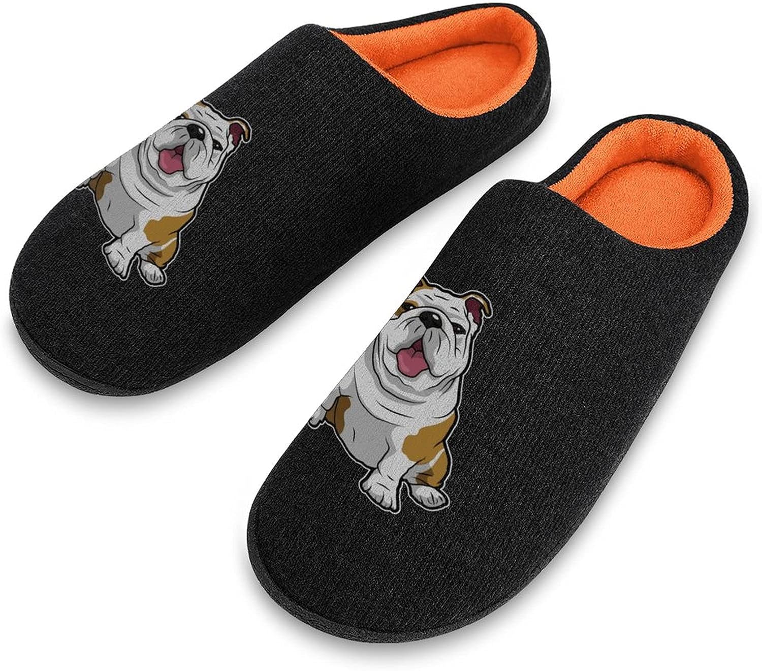 

Мужские вязаные хлопковые тапочки с изображением английского бульдога, мягкие, комфортные, теплые, для дома Weedkeycat, черный