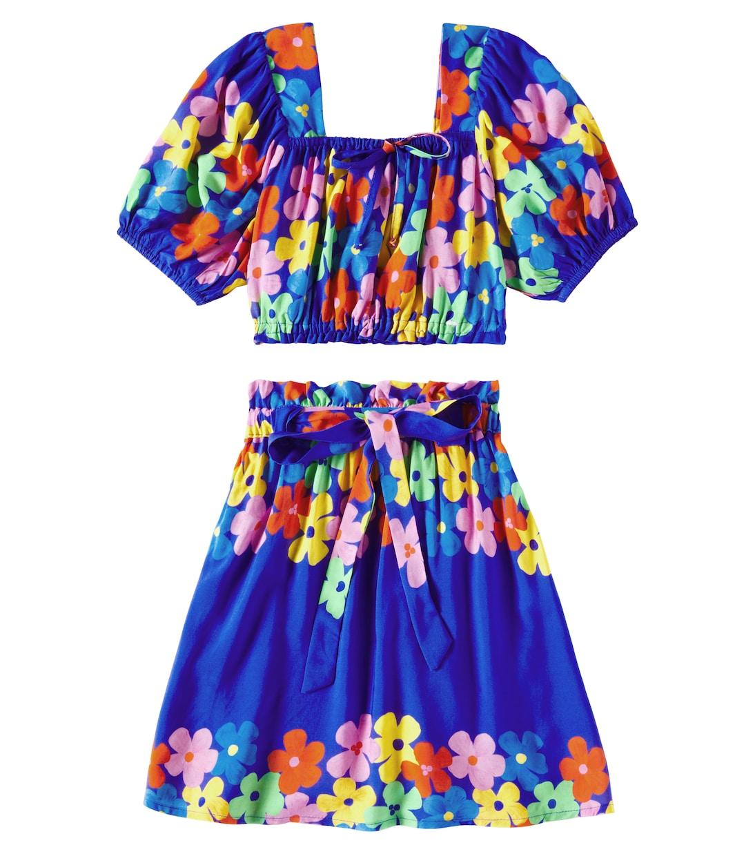 

Комплект из хлопкового топа и юбки Saia Cor-De-Flor Fábula, Est Cor-De-Flor Fundo Azul