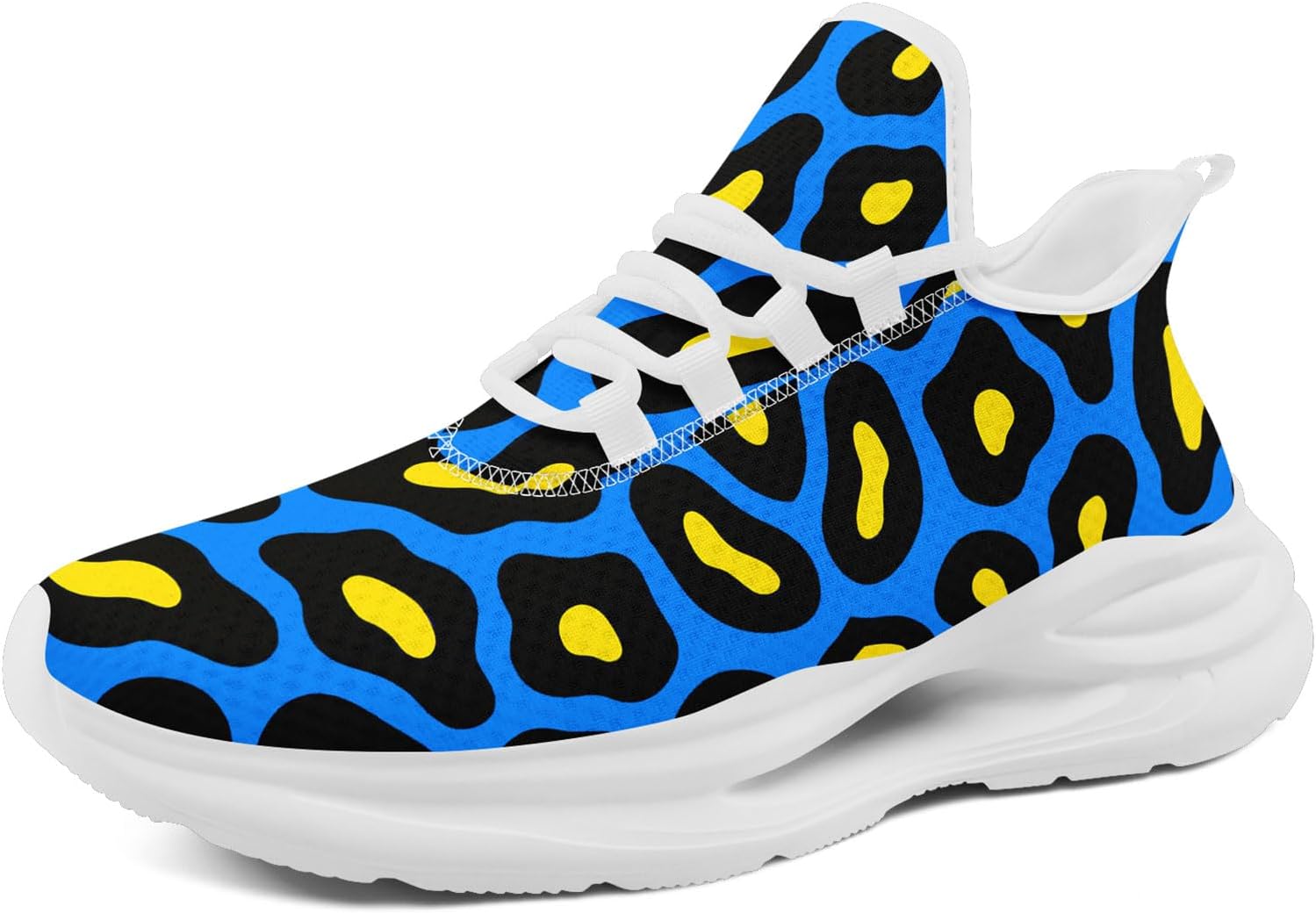 

Женские беговые кроссовки AWSOLE с леопардовым принтом, мужские яркие сетчатые кроссовки, легкие, дышащие, с амортизирующей подошвой и шнуровкой, белый/черный/синий/желтый