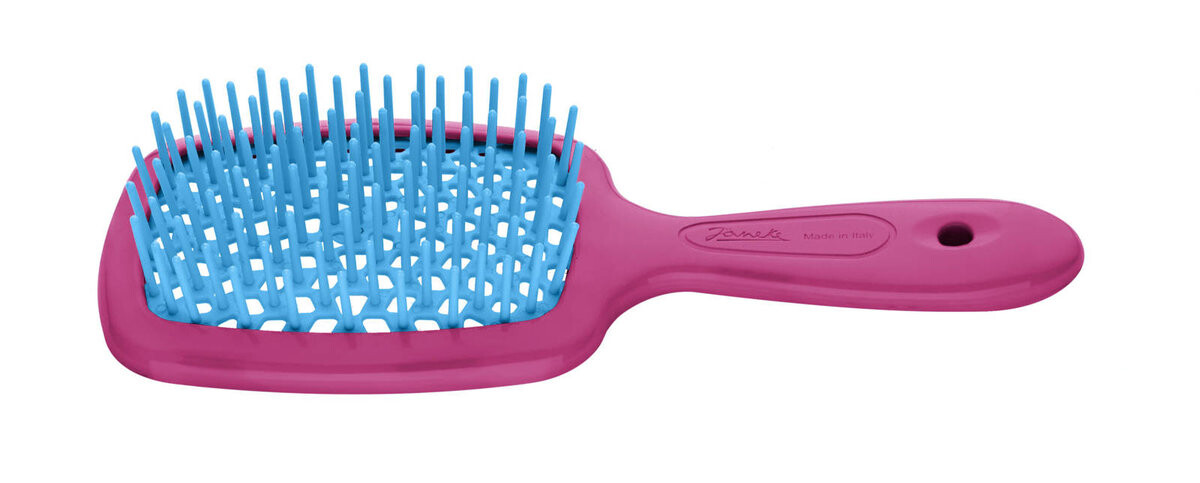 Janeke, Superbrush Small, Щетка для распутывания волос, маленькая, розовая - синяя 86SP234 FUX — фото 2