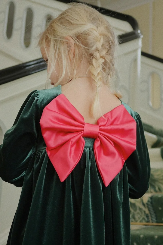 

Детское бархатное платье GIA BOW DRESS GRS Konges Sløjd, зеленый