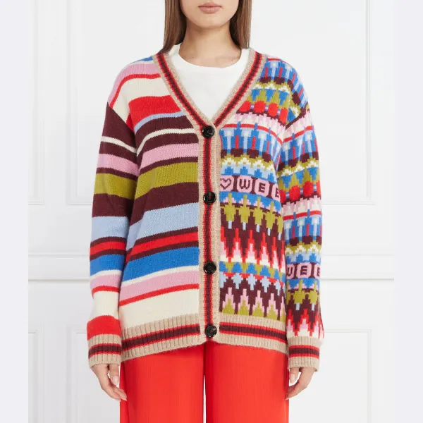 

Строгий шерстяной кардиган классического кроя Max Mara, мультиколор
