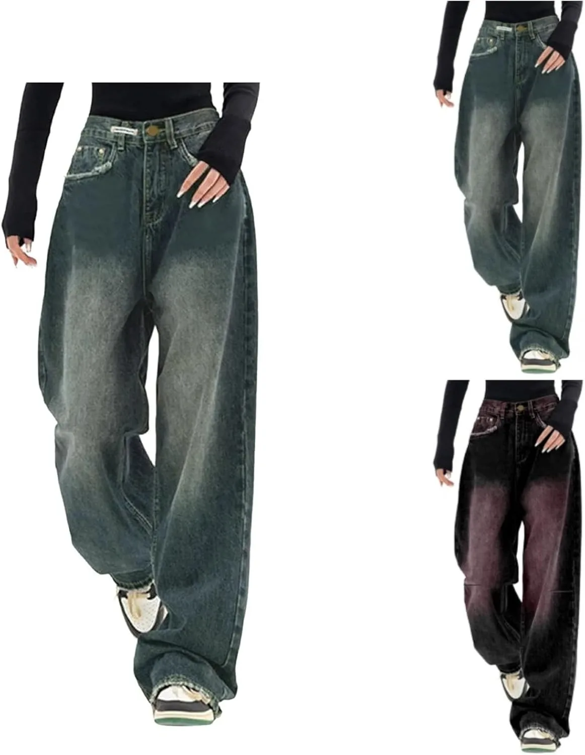 

Джинсы женские High Waisted Wide Leg Plus Size TianGiKi