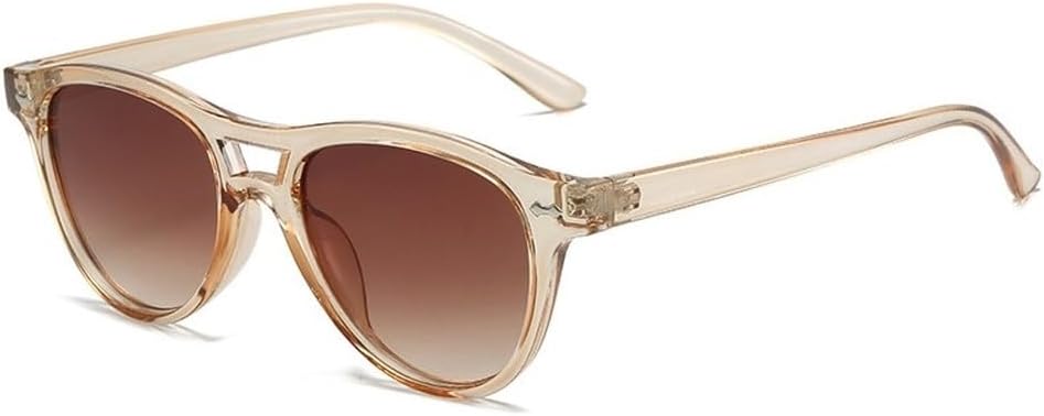 

Солнцезащитные очки с двойной перемычкой овальной формы для женщин, винтажные панк-очки с заклепками, мужские солнцезащитные очки с градиентным зеркальным покрытием «кошачий глаз», солнцезащитные очки UV400 SKFGNX, Champagne Tea