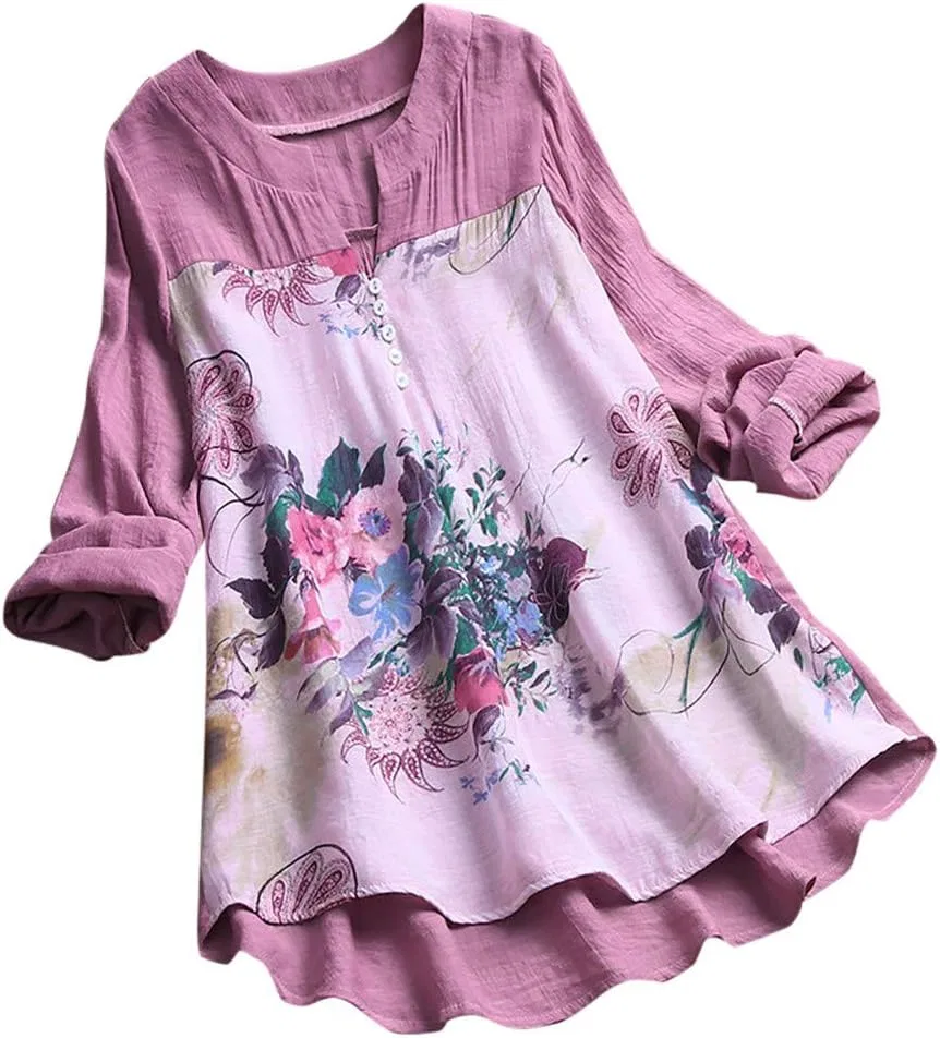 Футболка с цветочным принтом Sheer Tops, фиолетовый