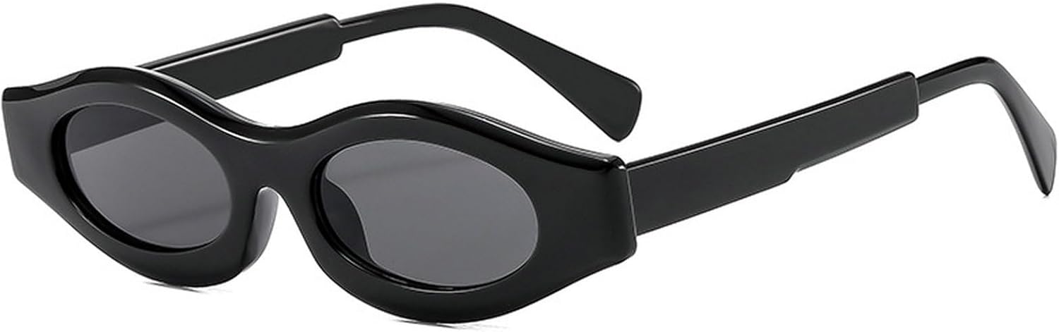 

Роскошные солнцезащитные очки в маленькой оправе овальной формы для женщин, модные винтажные очки в стиле панк Y2K, стильные очки для вождения, защита UV400 mincl, Black