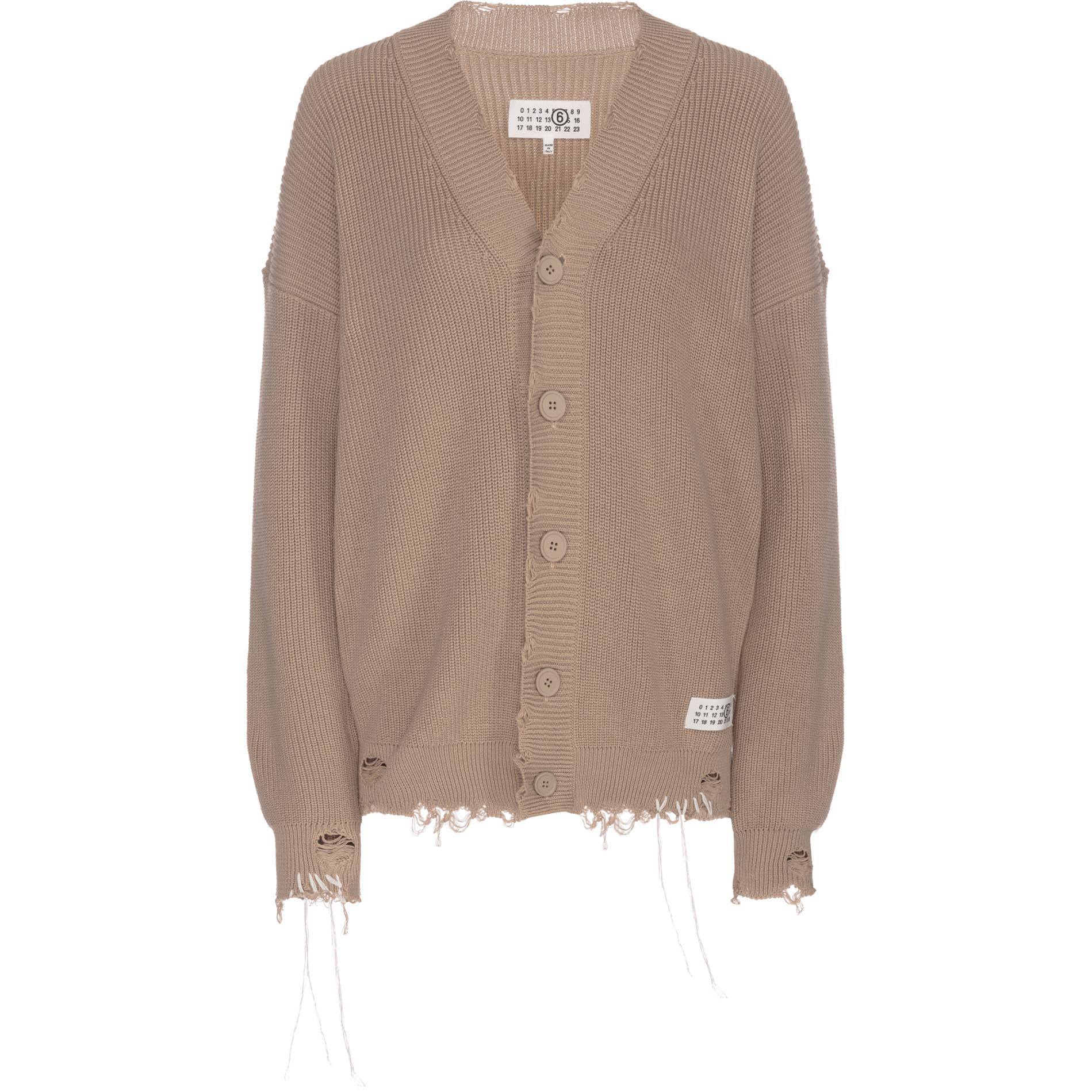 

Потертый кардиган с v-образным вырезом MM6 Maison Margiela, Light Umber