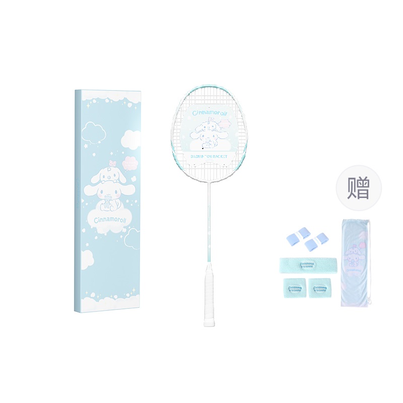 

Sanrio Полноуглеродная бадминтонная ракетка атакующего типа с утяжеленной головкой, жесткое древко, продвинутый уровень 670±2мм 4U/G4 белый синий