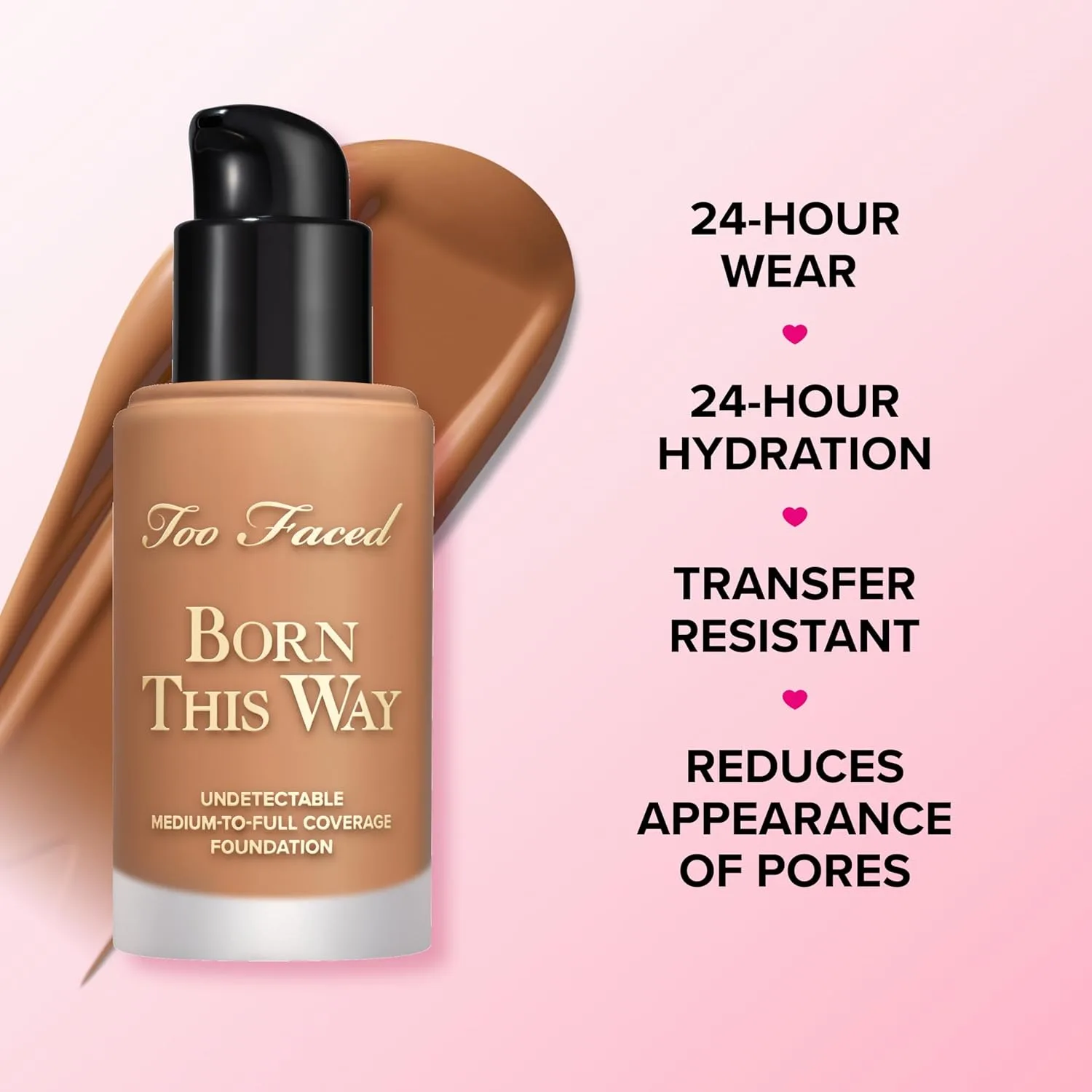 Тональный крем Too Faced Born This Way Natural Finish Longwear Liquid Foundation | Среднее и плотное покрытие | Увлажняющий + без масел, 16 Praline (Medium Tan with Golden Undertones) — фото 4