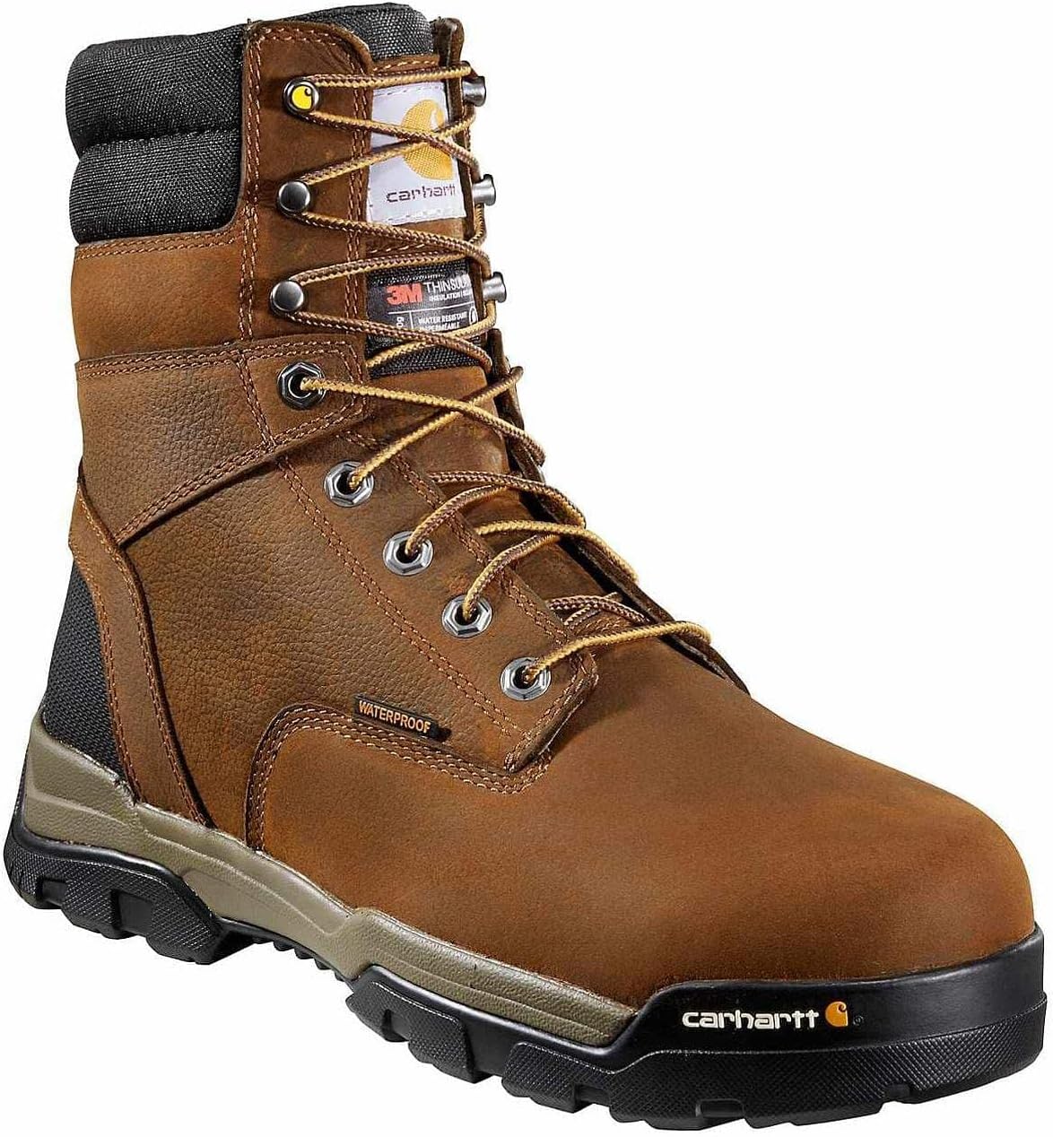 

Мужские кроссовки Carhartt Ground Force 8 дюймов с водонепроницаемым утеплителем и носком Cme8347, Bison Brown Oil Tan
