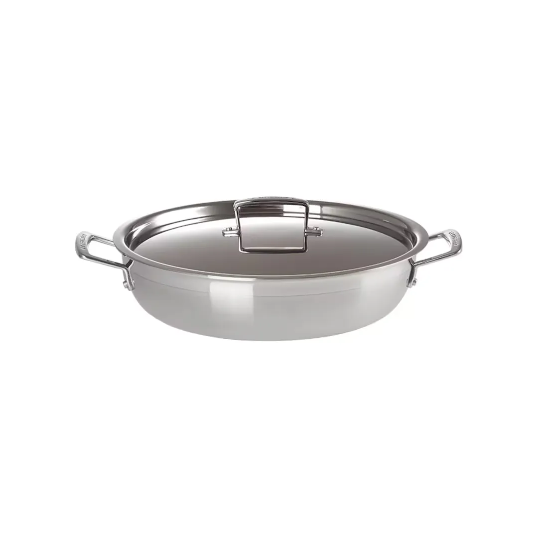 

Низкая кастрюля Le Creuset из нержавеющей стали с крышкой, клен