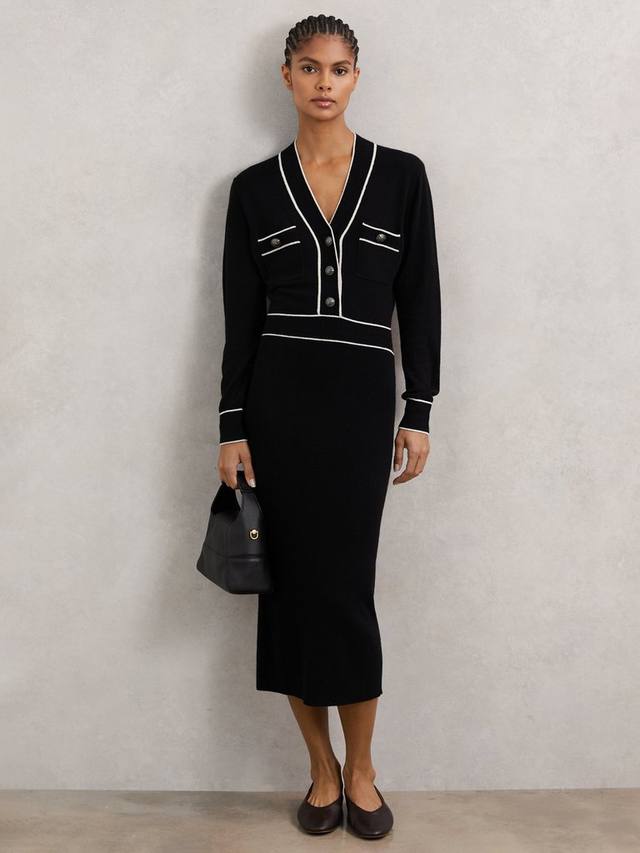 

Платье-джемпер Petite Lorrie из шерстяной смеси Reiss, Black/Ivory