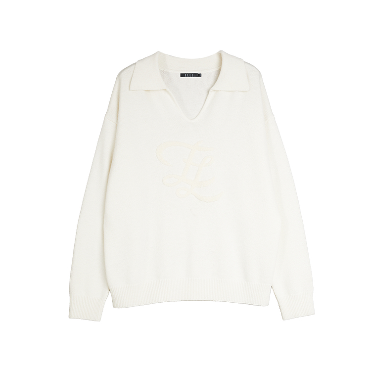 

ELLE Свитер женский белый с воротником-поло Moderate Others