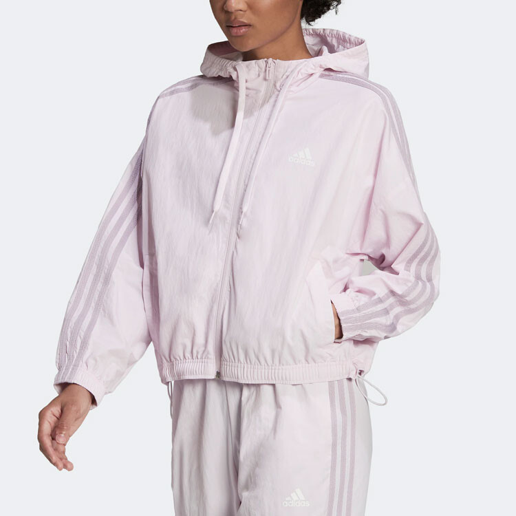 ESSENTIALS REPEAT LOGO Женская свободная ветровка розового цвета Adidas — фото 4